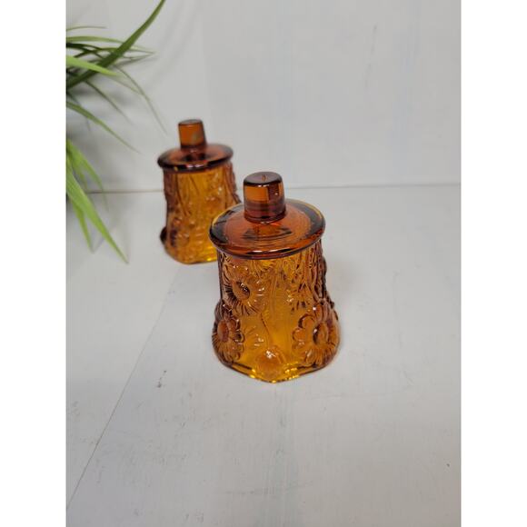 2 Vintage Votive Cups, Homco Amber Daisy Flower, Sconce Candle Holders Peg Style - Picture 2 of 5